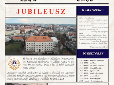 II LO zaprasza na 80-lecie [ Szkoły i uczelnie ]