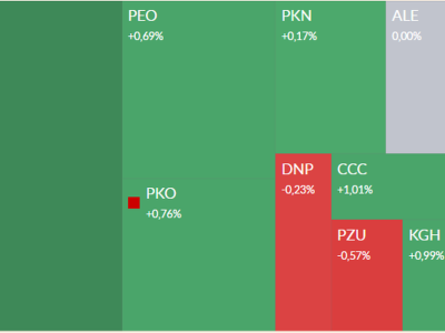 Mapa GPW: Żabka, Alior, XTB, Synektik i Vindexus w centrum uwagi