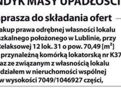 Ogłoszenie Syndyka Masy Upadłości
