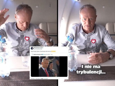 Tusk w samolocie oblał się wodą. Powstała dosadna przeróbka!