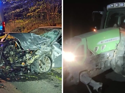 Z impetem wbił się w ciągnik rolniczy i... uciekł w siną dal