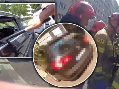 Dramatyczne sceny na parkingu. 25-latek został uwięziony w rozgrzanym aucie