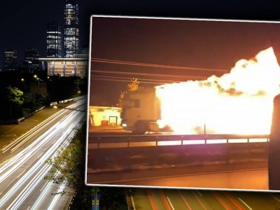 Płonąca ciężarówka na tureckiej autostradzie. Kierowca nie mógł się zatrzymać