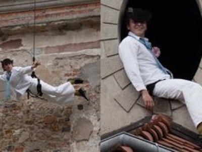 Maciej Musiałowski opanowuje sztukę latania, fruwając na tle swojego zamku za 2 MILIONY