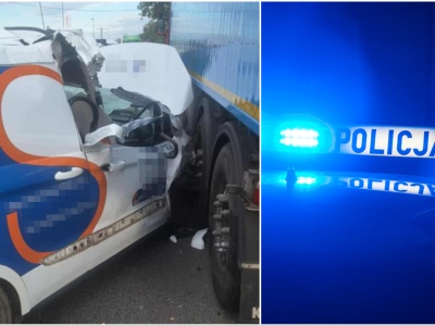 Zderzenie auta dostawczego z ciężarówką pod Tworzyjanowem