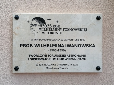 W Toruniu odsłonięto tablicę pamiątkową z okazji Roku Wilhelminy Iwanowskiej