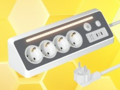 Listwa zasilająca narożna z podświetleniem, 4 gniazda Schuko, 2x USB-C za 59,56 zł w Amazon PL