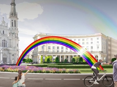 Tęcza wraca na Plac Zbawiciela. Radny proponuje wodną instalację z prawdziwą tęczą
