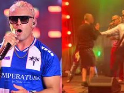 Fan wtargnął na scenę podczas koncertu Skolima. Ochroniarze szybko POWALILI go na ziemię