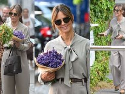 Kinga Rusin z torbą za 12 TYSIĘCY rozdaje autografy i przyjmuje kwiaty przed studiem 