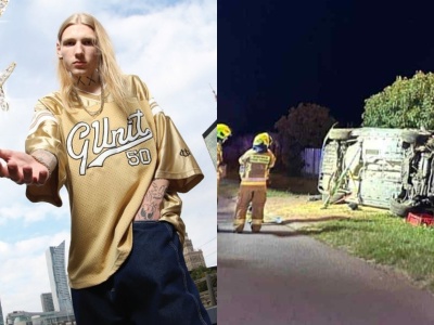 Zibex miał poważny wypadek. Dachował i został uwięziony w aucie