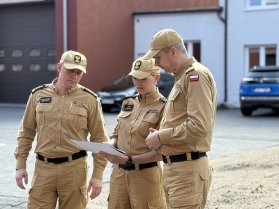 Wizytacja Zastępcy Komendanta Głównego oraz Zastępcy Wielkopolskiego Komendanta Wojewódzkiego Państwowej Straży Pożarnej w Komendzie Powiatowej PSP w Gnieźnie