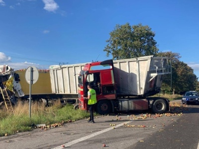 Towar wysypał się na drogę, kierowca zginął. Wypadek tirów na Lubelszczyźnie