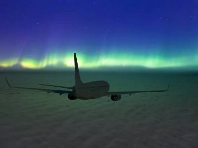 Magiczne widowisko widziane z samolotu. Niebo mieniło się kolorami