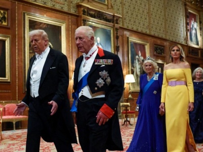 Wystawny bankiet i salwy honorowe. Tak król Karol III przyjął Donalda Trumpa