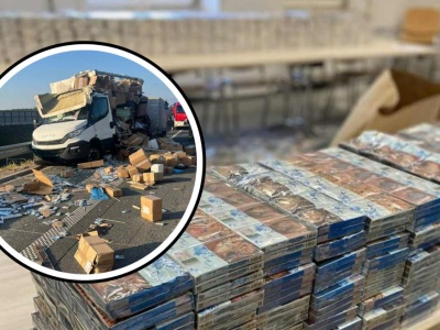 Ponad milion papierosów na S61. Kontrabanda wpadła po kolizji