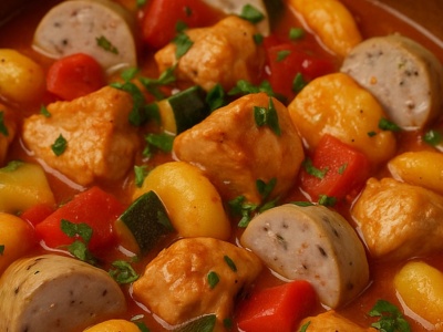 ​Drobiowe (i jesienne) leczo według Karoliny Stolarskiej-Bigos - z dyniowymi kluskami i... białej kiełbasy