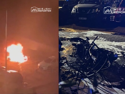 Makabryczny wypadek w Warszawie. Motocyklista przebił ogrodzenie. Pojazdy w ogniu