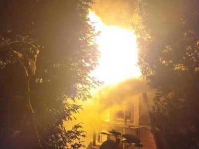 Pożar domku letniskowego na działkach ROD w Ursusie