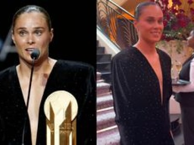 Ewa Pajor OLŚNIŁA w czarnej maxi z głębokim dekoltem na gali Złotej Piłki