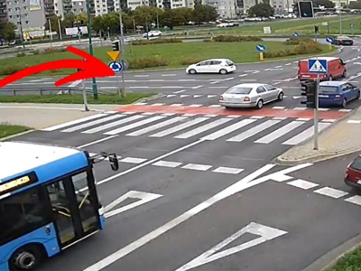 Jechała pod prąd prosto na policjanta (FILM)