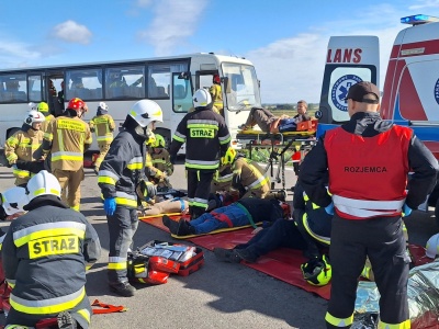 Ćwiczenia służb na budowanej obwodnicy Bielska Podlaskiego