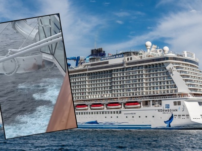 Kobieta utknęła w zjeżdżalni na statku. Nagranie stało się wiralem