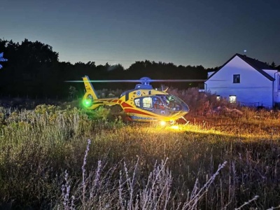 Pożar przyczepy w Kościnie. Lądował śmigłowiec LPR