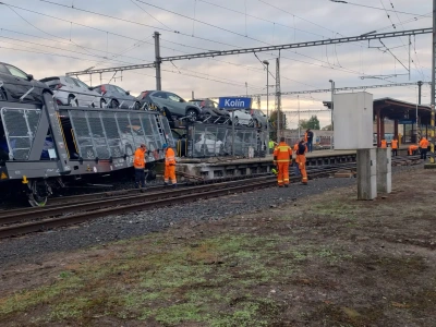 Wykolejenie składu towarowego w Kolínie
