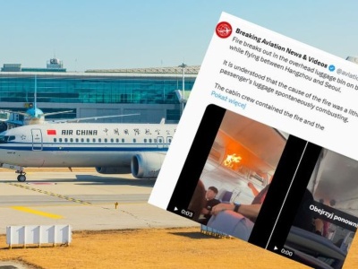 Awaryjne lądowanie samolotu. W luku na bagaż podręczny zapaliła się bateria litowa