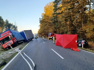 Śmiertelny wypadek na drodze krajowej 46. Nie żyje 49-letni kierowca. Policja ogłosiła Czarny Alert Drogowy
