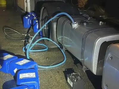 Złodziej paliwa uciekł przed policją, pozostawiając za sobą łup oraz wyposażenie