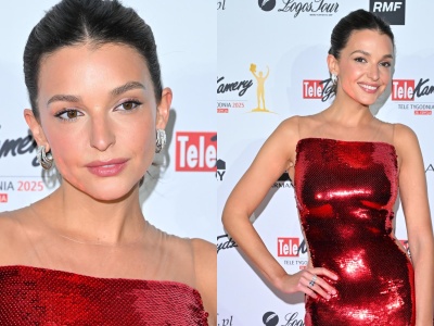 Dębska błyszczy w czerwieni na Telekamerach. Kiedy się odwróciła... wow!