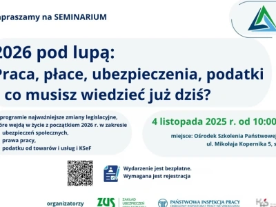 Praca, płace, ubezpieczenia, podatki – co się zmienia w 2026 roku. Seminarium dla przedsiębiorców
