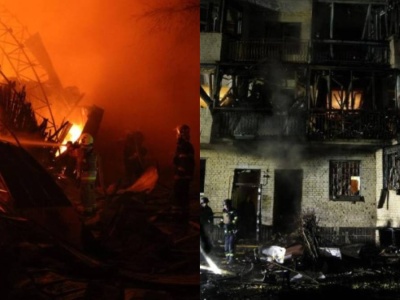 Rosjanie uderzyli w nocy. Płonęły domy w Kijowie, są ranni