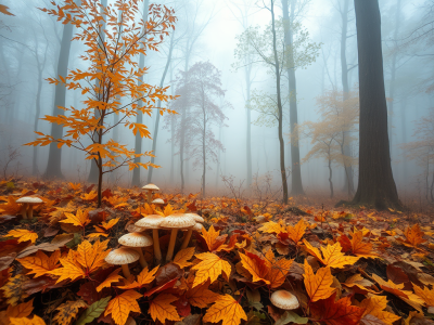 KASZUBSKIE JESIENNE MGŁY W LESIE