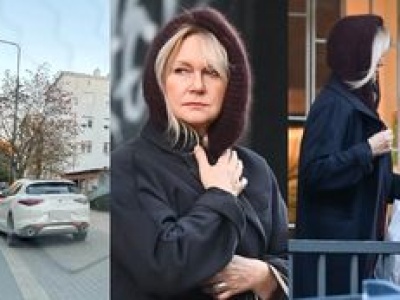 Zakapturzona Grażyna Torbicka parkuje NA ZAKAZIE i zastawia garaż, po czym idzie na zakupy do apteki
