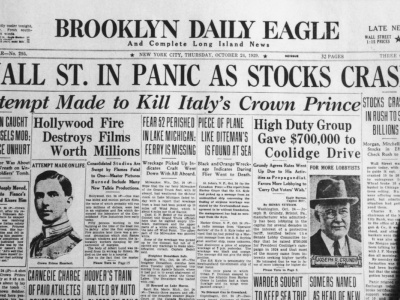 24 października 1929 roku doszło do Czarnego Czwartku czyli krachu na Wall Street