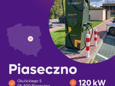 ChargeIn ma 120-kilowatową stację ładowania w Piasecznie