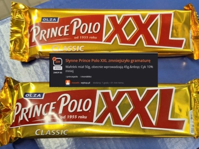 Prince Polo nie zmieniło ceny, ale po cichutku zmniejszyło batonik