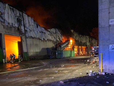 Pożar sortowni śmieci w Elblągu