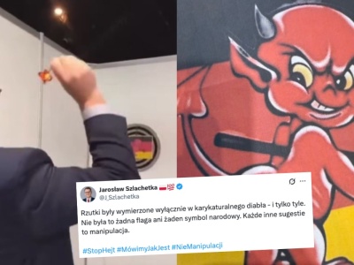 Burmistrz Myślenic tłumaczy się z rzucania lotkami do tarczy w kolorach niemieckiej flagi podczas konwencji PiS