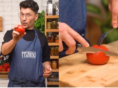 Seba testuje trik na krojenie pomidora. Czy ta metoda ma sens?