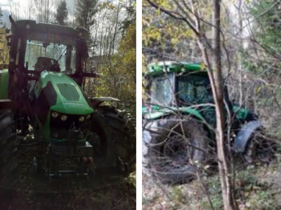 Skradziony ciągnik ukryli w zaroślach. Właściciel nic nie wiedział o kradzieży