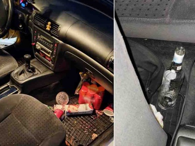 Kierowca miał dwa promile. W samochodzie butelka po wódce