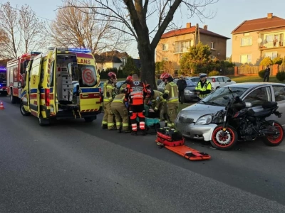 Kolizja na ulicy Wygoda. Poszkodowany motocyklista