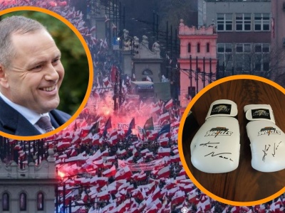 Rękawice bokserskie z autografem prezydenta Nawrockiego hitem licytacji Marszu Niepodległości. Kosztują już kilka tysięcy złotych