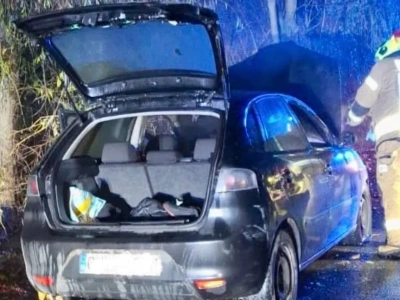 Pożar samochodu, obok mężczyzna z raną kłutą!  