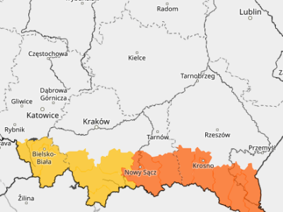 Małopolska: obowiązują alerty IMGW, setki interwencji służb i utrudnienia po śniegu oraz wietrze