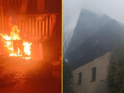 Policjanci i strażacy ratowali złodzieja. Kradzież poszła nie po jego myśli